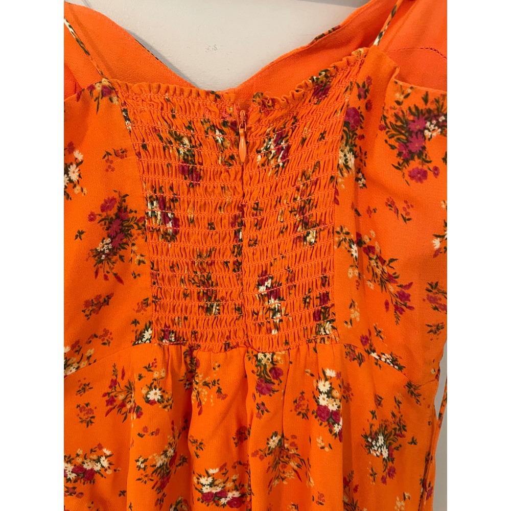 Reformation Saoirse Orange Floral Sweetheart Faux Wrap Dress Size 2 Summer - Picture 7 of 12
